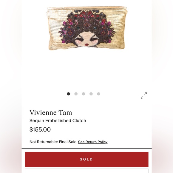 Vivienne Tam Geisha Sequin Black Leather Wristlet - Picture 2 of 7